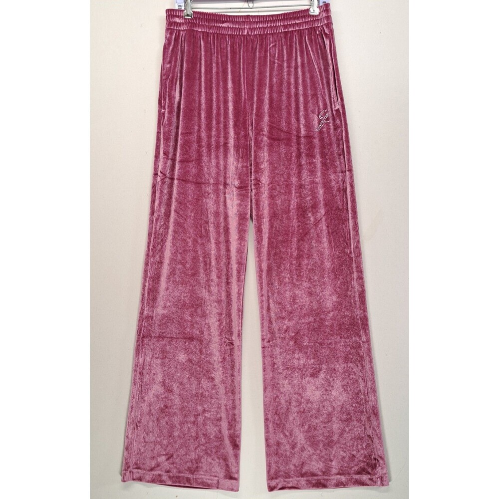 Victoria's Secret PINK Velour Lounge Pants Large Pink Rhinestone Logo